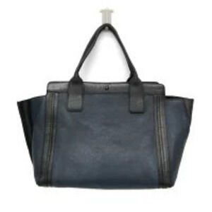 Chloe Alison Leather Handbag Tote Bag Navy Black Blue